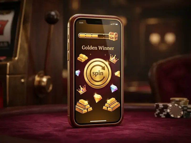 Golden Winner slot running on a smartphone in portrait mode showing enlarged thumb-friendly spin button, stake selector and Fortune Bet toggle